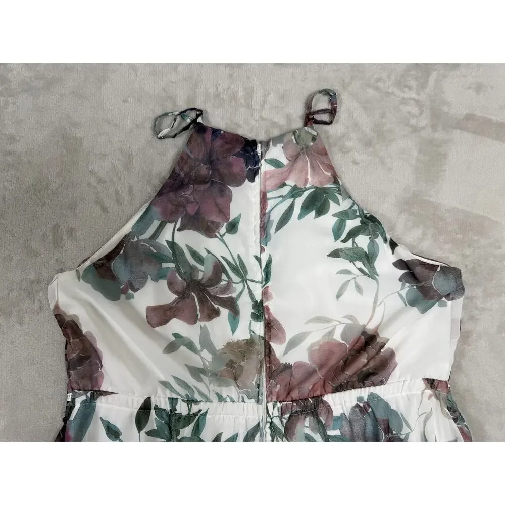 Y2K Charlotte Russe 1X Floral Chiffon Handkerchief Hem Dress Fairycore Whimsigot - Picture 11 of 12